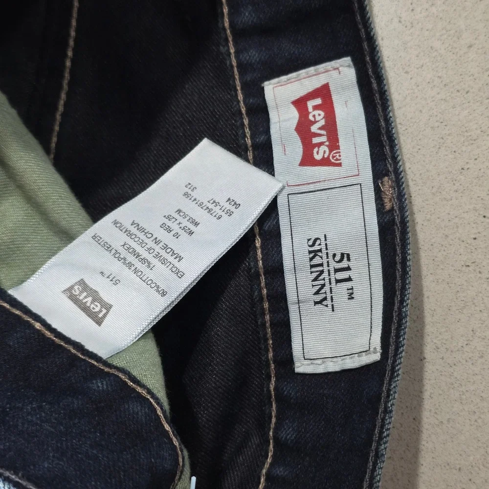 Levis 511 Skinny Jeans Boys Size 10 Reg Dark Wash Indigo Denim 25x25